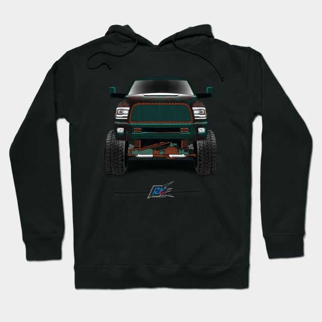 ram 2500 lifted truck green rust Hoodie by naquash